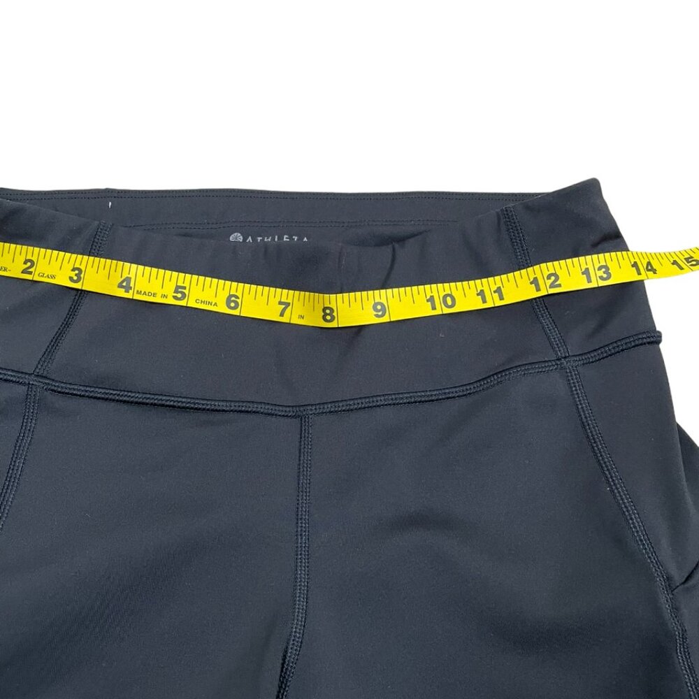 Athleta Biker Shorts Contender 9" High Rise Zip Side Pockets Size S Black - Picture 8 of 9